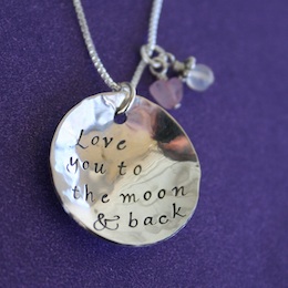 love you to the moon and back handstamped jewelry
