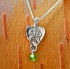 Forget Me Not Heart Miscarriage Necklace with Peridot Bead Dangle