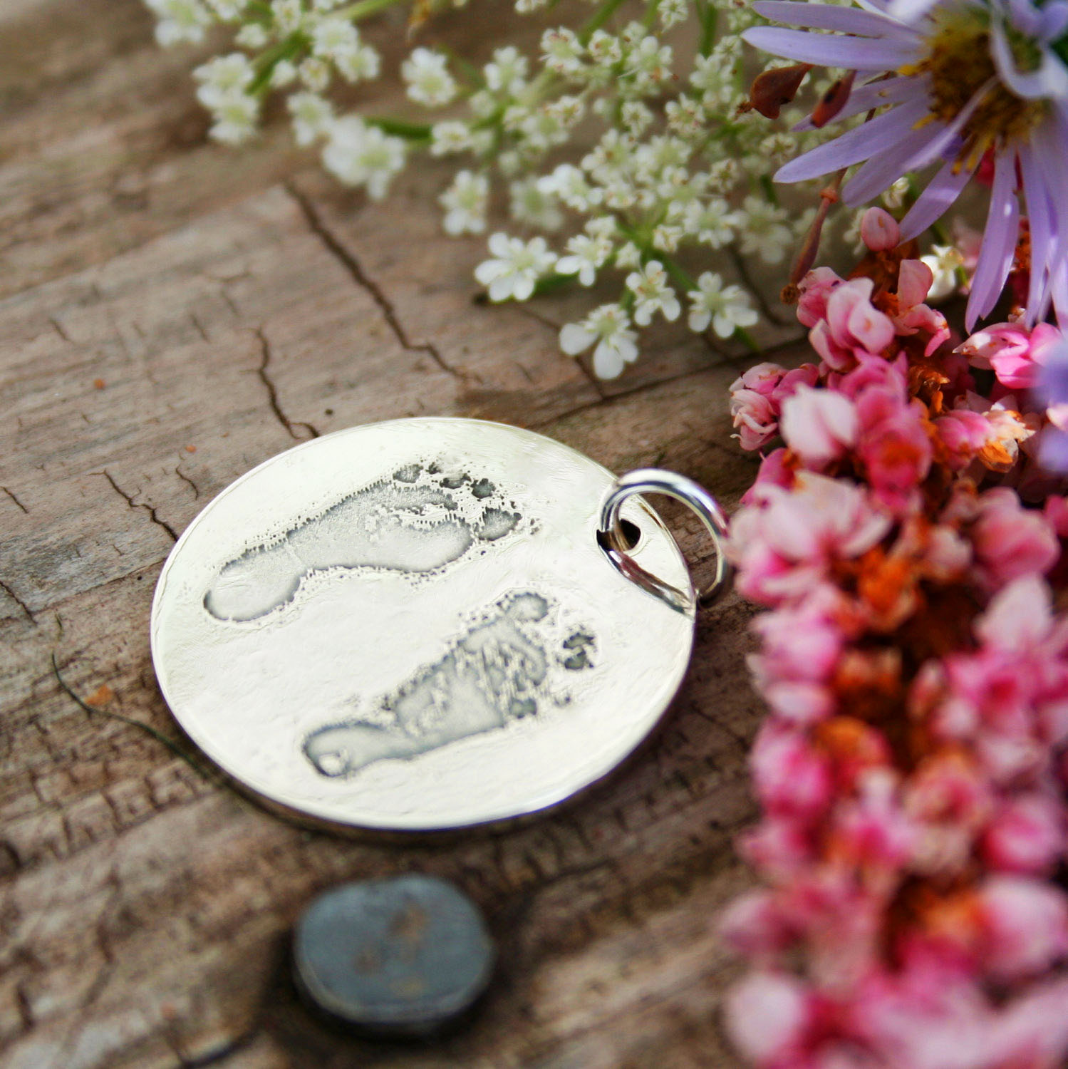 Custom Baby Footprints Still Birth Memorial Necklace