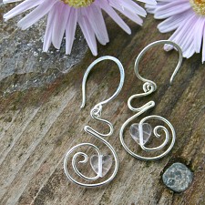 Baby Love Pregnancy Earrings Rose Quartz and Sterling Silver  