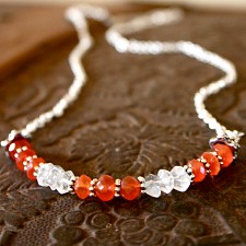 Fertility Necklace in Carnelian and Quartz