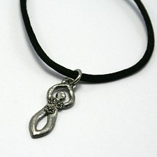 Pewter Flower Fertility Goddess Necklace