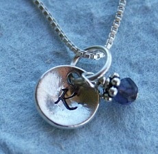 Stamped Sterling Silver Domed Initial Tag