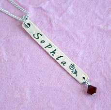 Sterling Silver Handstamped Name Tab Necklace