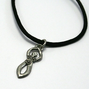 Pewter Flower Fertility Goddess Necklace