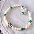 Birthstone and Freshwater Pearl Initial Baby Bracelet with Emerald Birthstone