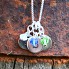 Initial Tag Necklace in Sterling with Birthstone Crystals