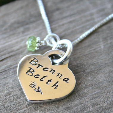Personalised Sterling Hand Stamped Heart Necklace