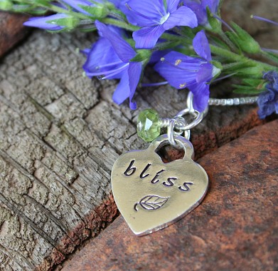 Small Sterling Silver Hand Stamped Heart Pendant Necklace