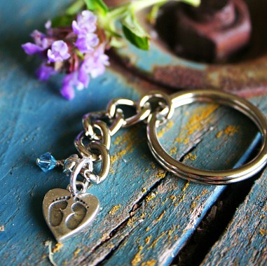 Tiny Footprints on Your Heart - Miscarriage Keychain